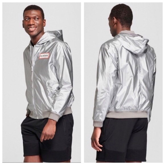 Hunter Silver Hooded Windbreaker Jacket Size XL - Picture 8 of 8